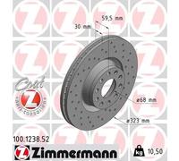 2x Disque de frein ventilé de l'intérieur 100.1238.52 ZIMMERMANN pour AUDI A8 D2