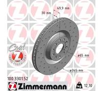 2x Disque de frein ventilé de l'intérieur 100.3301.52 ZIMMERMANN pour AUDI VW