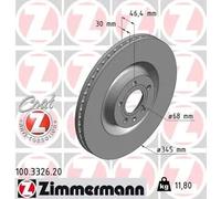 2x Disque de frein ventilé de l'intérieur 100.3326.20 ZIMMERMANN pour AUDI A4 B6