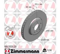 2x Disque de frein ventilé de l'intérieur 100.3331.20 ZIMMERMANN pour AUDI A4 B8
