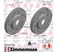 2x Disque de frein ventilé de l'intérieur 100.3331.53 ZIMMERMANN pour AUDI A4 B8