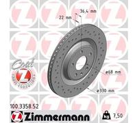 2x Disque de frein ventilé de l'intérieur 100.3358.52 ZIMMERMANN pour AUDI VW