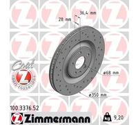 2x Disque de frein ventilé de l'intérieur 100.3376.52 ZIMMERMANN pour AUDI Q7