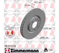 2x Disque de frein ventilé de l'intérieur 110.2212.20 ZIMMERMANN pour ALFA ROMEO