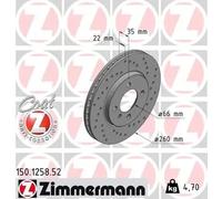 2x Disque de frein ventilé de l'intérieur 150.1258.52 ZIMMERMANN pour BMW 3