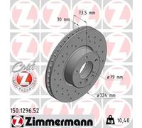 2x Disque de frein ventilé de l'intérieur 150.1296.52 ZIMMERMANN pour BMW 5