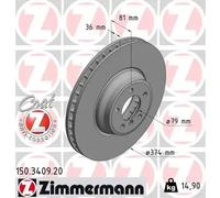 ZIMMERMANN Disque de frein 150.3409.20 ventilé de l'intérieur pour BMW 7 2x