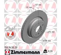 2x Disque de frein ventilé de l'intérieur 150.3430.20 ZIMMERMANN pour BMW 3 X1