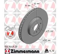 2x Disque de frein ventilé de l'intérieur 150.3449.20 ZIMMERMANN pour BMW X5 X6