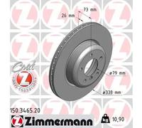 2x Disque de frein ventilé de l'intérieur 150.3465.20 ZIMMERMANN pour BMW