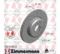2x Disque de frein ventilé de l'intérieur 150.3480.52 ZIMMERMANN pour BMW 7 5