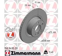 2x Disque de frein ventilé de l'intérieur 150.3495.20 ZIMMERMANN pour BMW X3 X4