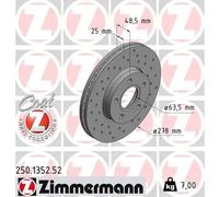 2x Disque de frein ventilé de l'intérieur 250.1352.52 ZIMMERMANN pour FORD VOLVO