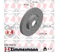 2x Disque de frein ventilé de l'intérieur 250.1360.52 ZIMMERMANN pour LAND ROVER