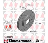 2x Disque de frein ventilé de l'intérieur 250.1371.52 ZIMMERMANN pour FORD