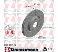 2x Disque de frein ventilé de l'intérieur 280.3189.52 ZIMMERMANN pour HONDA