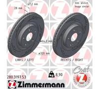 2x Disque de frein ventilé de l'intérieur 280.3197.53 ZIMMERMANN pour HONDA