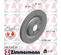 2x Disque de frein ventilé de l'intérieur 290.2265.20 ZIMMERMANN pour JAGUAR XJ