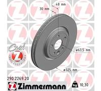 2x Disque de frein ventilé de l'intérieur 290.2269.20 ZIMMERMANN pour JAGUAR