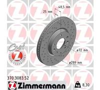 2x Disque de frein ventilé de l'intérieur 370.3083.52 ZIMMERMANN pour MAZDA