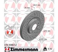 2x Disque de frein ventilé de l'intérieur 370.3088.52 ZIMMERMANN pour MAZDA