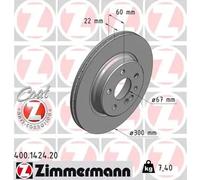 2x Disque de frein ventilé de l'intérieur 400.1424.20 ZIMMERMANN