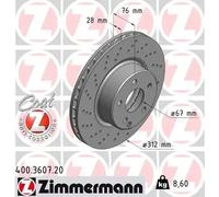 2x Disque de frein ventilé de l'intérieur 400.3607.20 ZIMMERMANN