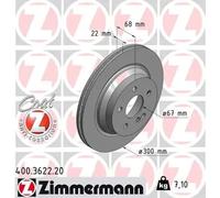 2x Disque de frein ventilé de l'intérieur 400.3622.20 ZIMMERMANN