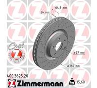 2x Disque de frein ventilé de l'intérieur 400.3625.20 ZIMMERMANN
