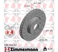 ZIMMERMANN 400.3664.52 Disque de frein pour MERCEDES-BENZ,MERCEDES-BENZ (BBDC)