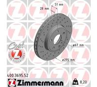 2x Disque de frein ventilé de l'intérieur 400.3695.52 ZIMMERMANN