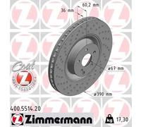 2x Disque de frein ventilé de l'intérieur 400.5514.20 ZIMMERMANN