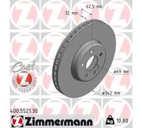 2x Disque de frein ventilé de l'intérieur 400.5521.30 ZIMMERMANN