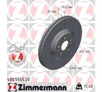 2x Disque de frein ventilé de l'intérieur 400.5555.20 ZIMMERMANN