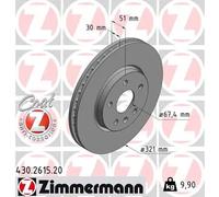 2x Disque de frein ventilé de l'intérieur 430.2615.20 ZIMMERMANN pour SAAB OPEL