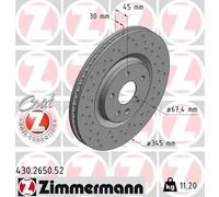 2x Disque de frein ventilé de l'intérieur 430.2650.52 ZIMMERMANN pour OPEL