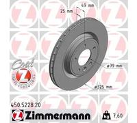 2x Disque de frein ventilé de l'intérieur 450.5228.20 ZIMMERMANN pour LAND ROVER