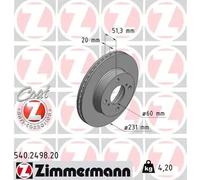 2x Disque de frein ventilé de l'intérieur 540.2498.20 ZIMMERMANN pour NISSAN