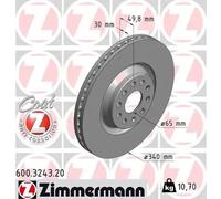 2x Disque de frein ventilé de l'intérieur 600.3243.20 ZIMMERMANN pour VW SKODA