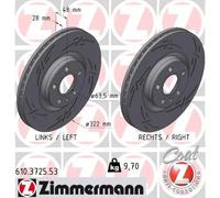 ZIMMERMANN Disque de frein 610.3725.53 ventilé de l'intérieur Lot de 2 pour VOLVO XC40