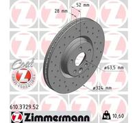 2x Disque de frein ventilé de l'intérieur 610.3729.52 ZIMMERMANN pour VOLVO