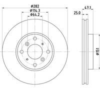 2x Disque de frein ventilé de l'intérieur 8DD 355 108-131 HELLA pour HONDA
