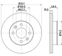 2x Disque de frein ventilé de l'intérieur 8DD 355 111-431 HELLA pour HYUNDAI
