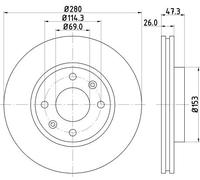 2 disques de frein avant HELLA pour KIA ELANTRA III