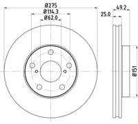 2 disques de frein avant HELLA pour TOYOTACAMRY (_V1_) RAV 4 II (_A2_)