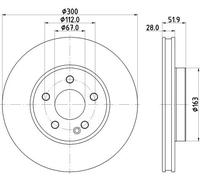 2x Disque de frein ventilé de l'intérieur 8DD 355 126-511 HELLA