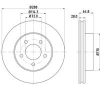 2x Disque de frein ventilé de l'intérieur 8DD 355 127-901 HELLA pour JEEP