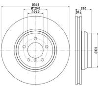 2x Disque de frein ventilé de l'intérieur 8DD 355 129-781 HELLA pour BMW 7