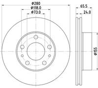 2x Disque de frein ventilé de l'intérieur 8DD 355 132-141 HELLA pour FIAT