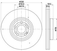 HELLA 8DD 355 132-331 Disque de frein